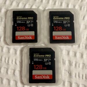 SanDisk Extreme PRO 128GB Each SD Card Lot of 3 New